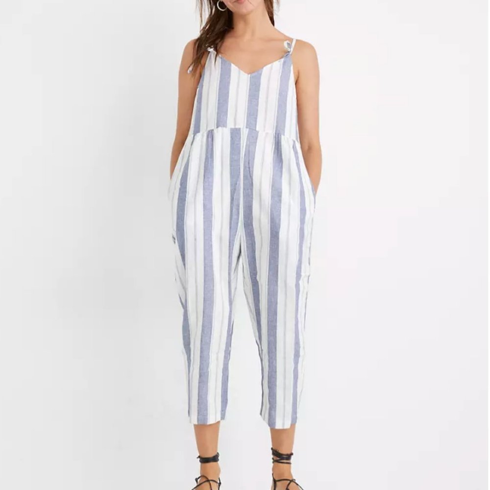 Madewell | Striped Tie-Strap V-Neck Jumpsuit